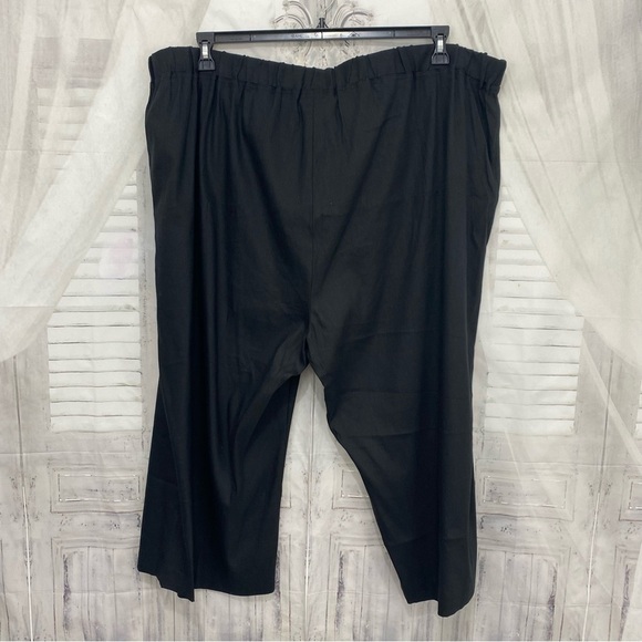 NEW Calvin Klein Pants 3X Black Linen Blend Wide Leg Crop Pull On Elastic Waist - Picture 8 of 12